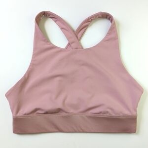 Fabletics No Bounce High Impact Round Neck Cut Out Pullover Sports Bra Mauve S